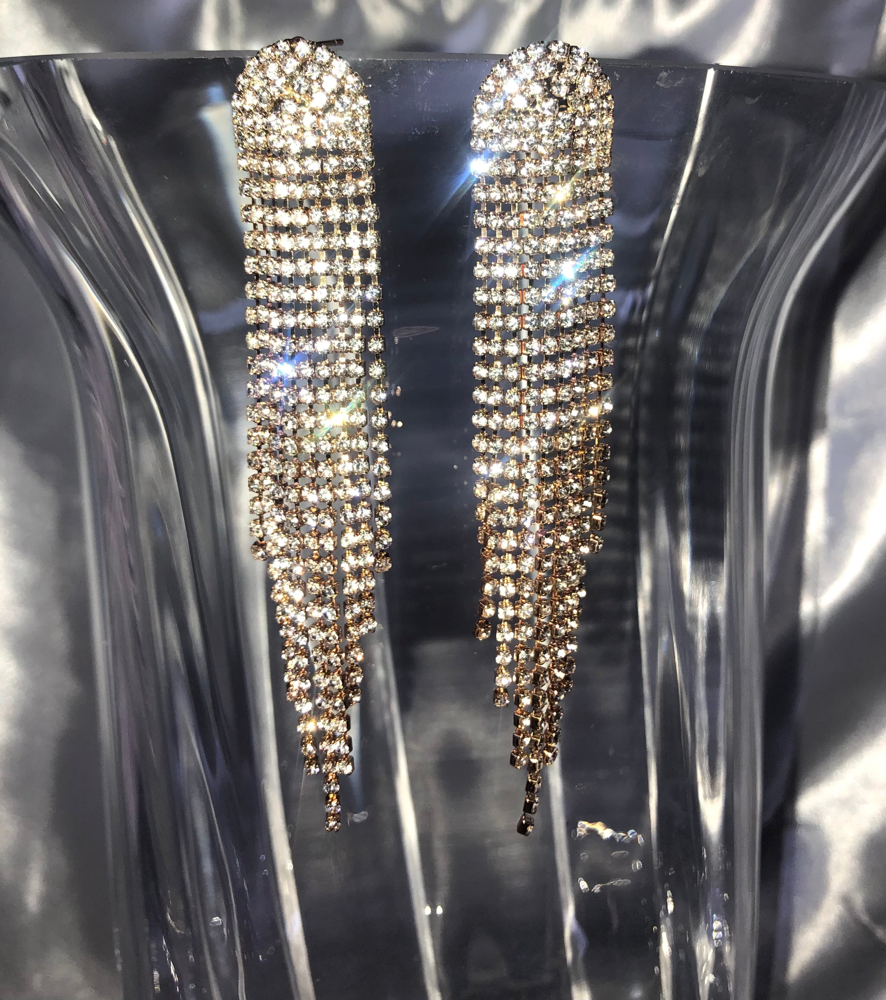 "GRACE"- Rhinestone Chandelier Earrings